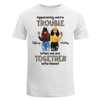 Personalized Leopard We're Trouble Shirt for Besties - Thegiftio UK