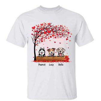 Peeking Dogs Under Heart Tree Custom T-Shirt - Gift for Dogs - Thegiftio UK