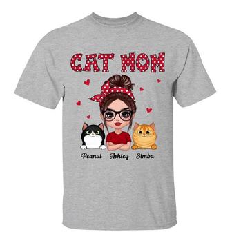 Polka Dot Pattern Doll Cat Mom Custom T-Shirt - Thegiftio UK