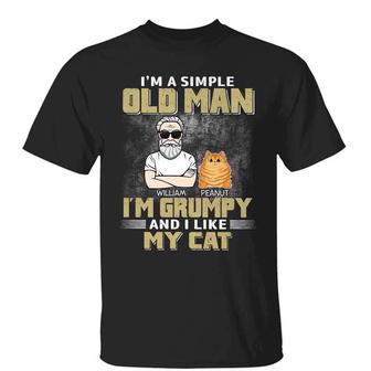 Simple Old Man Like Cats Custom T-Shirt - Cat Lovers Gift - Thegiftio UK