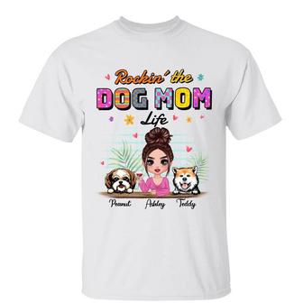 Summer Doll Woman Rockin The Dog Mom Life Custom T-Shirt - Thegiftio UK