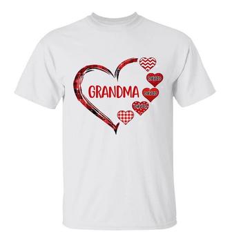 Red Patterned Heart Mom Grandma Custom T-Shirt - For Mom - Thegiftio UK