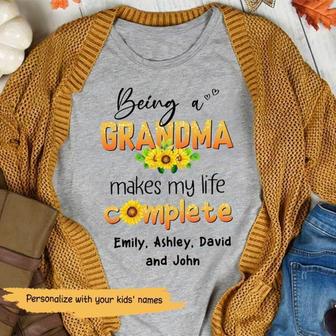 Being Grandma Makes My Life Complete Custom T-Shirt - Thegiftio UK