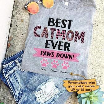 Best Cat Mom Ever Paws Down Custom T-Shirt - Gift for Mom - Thegiftio UK