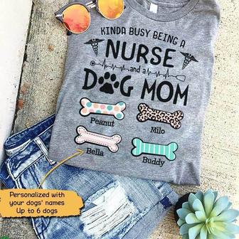 Busy Nurse Dog Mom Cute Pattern Custom T-Shirt - Thegiftio UK
