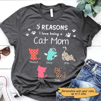 Cat Mom Pattern Personalized T-Shirt - Gift for Cat Moms - Thegiftio UK