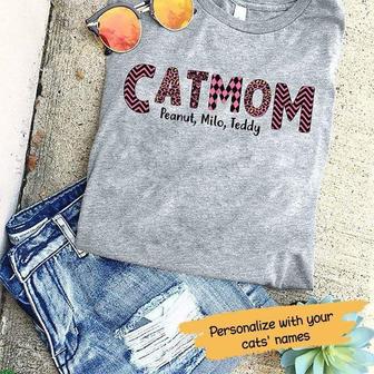 Cat Mom Slogan Pattern Custom T-Shirt - Gift for Cat Moms - Thegiftio UK