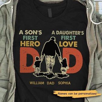 Dad First Hero First Love Custom T-Shirt - Gift for Dad - Thegiftio UK