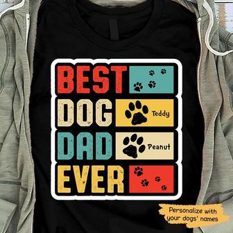 Dog Dad Paw Retro Personalized T-Shirt - Gift for Dad - Thegiftio UK
