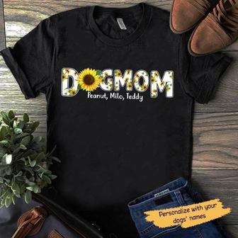 Dog Mom Sunflower Slogan Custom T-Shirt - Gift for Dog Moms - Thegiftio UK