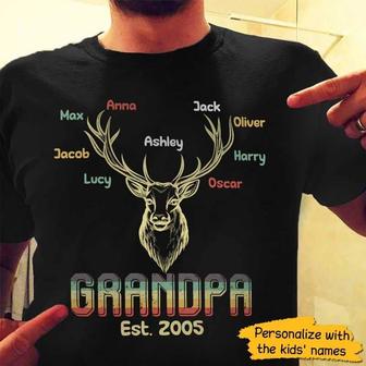 Grandpa Deer Hunter Retro Custom T-Shirt - Gift for Grandpa - Thegiftio UK