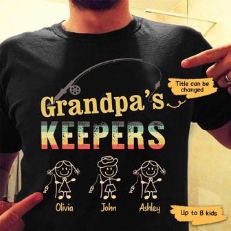 Grandpa Keepers Stick Figure Custom T-Shirt - Gift for Dad - Thegiftio UK