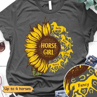 Horse Girl Sunflower Custom T-Shirt - Gift for Horse Lovers - Thegiftio UK