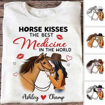 Horse Kisses Best Medicine Personalized T-Shirt - Thegiftio UK