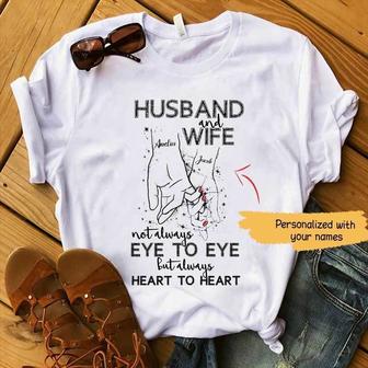 Husband And Wife Always Heart To Heart Custom T-Shirt - Gift - Thegiftio UK