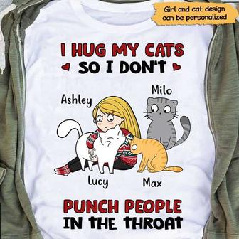 I Hug My Cats So I Don’t Punch People Custom T-Shirt - Gift - Thegiftio UK