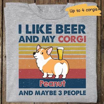I Like Beer And Corgi Custom T-Shirt - Gift for Dog Lovers - Thegiftio UK