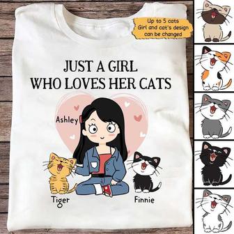 Just A Girl Who Loves Cat Custom T-Shirt - Cat Lovers Gift - Thegiftio UK