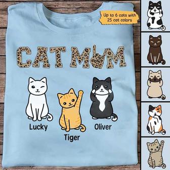 Leopard Pattern Cat Mom Personalized T-Shirt - Gift for Mom - Thegiftio UK