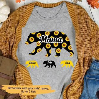 Mama Bear Sunflower Personalized T-Shirt - Gift for Mom - Thegiftio UK