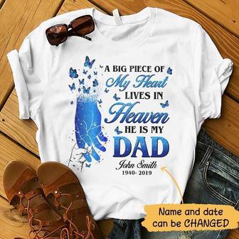 My Dad Lives In Heaven Custom T-Shirt - Memorial Gift - Thegiftio UK