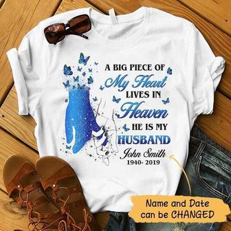 My Husband Lives In Heaven Custom T-Shirt - Gift for Him - Thegiftio UK