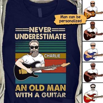 Never Underestimate An Old Man With A Guitar Custom T-Shirt - Thegiftio UK