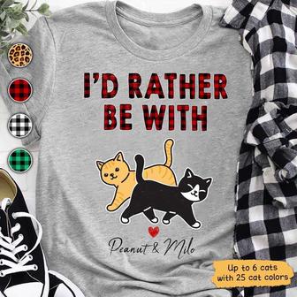 Rather Be With Cats Pattern Custom T-Shirt - Cat Lovers Gift - Thegiftio UK