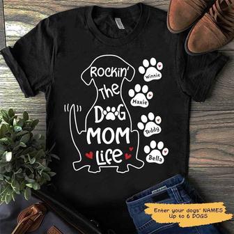 Rockin The Dog Mom Life Custom T-Shirt - Gift for Dog Moms - Thegiftio UK