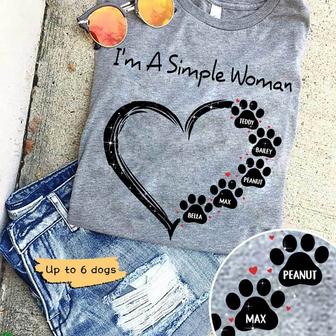 Simple Woman Dog Paw Personalized T-Shirt - Gift for Dog Mom - Thegiftio UK