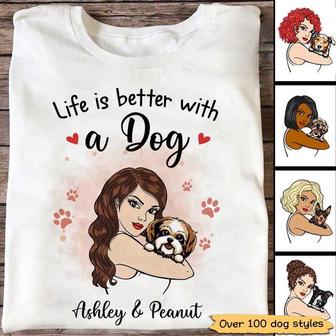 Strong Woman Dog Mom Personalized T-Shirt - Gift for Mom - Thegiftio UK