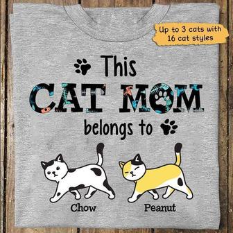 This Cat Mom Belongs To Walking Cat Custom T-Shirt - Gift - Thegiftio UK