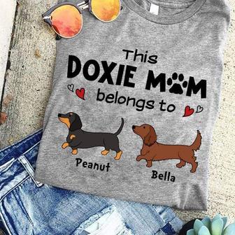 This Doxie Mom Dad Belongs To Dachshund Custom T-Shirt - Thegiftio UK