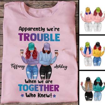 We‘re Trouble Besties Front View Custom T-Shirt - Thegiftio UK