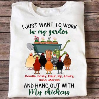Work In Garden And Hangout With My Chickens Custom T-Shirt - Thegiftio UK