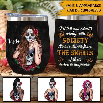 Tattoo Skull Girl Custom Wine Tumbler - Gift for Friends - Thegiftio UK