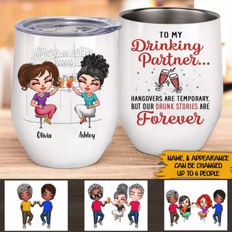 To My Drinking Partner Custom Wine Tumbler - Gift for Couple - Thegiftio UK