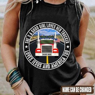 Loves Her Trucker Custom T-shirt - Gift for Trucker's Wife - Thegiftio UK