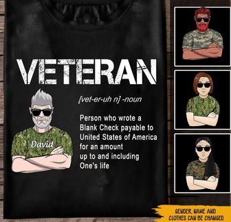 Veteran Custom T-Shirt with Bank Check - Gift for Veterans - Thegiftio UK