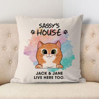 Welcome To The Cats House Custom Pillow - Cat Lovers Gift - Thegiftio UK