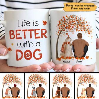 Fall Season Dog Dad Life Is Better With Dogs Custom Mug - Thegiftio UK