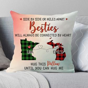 Side By Side Or Miles Apart Connected By Heart Custom Pillow - Thegiftio UK
