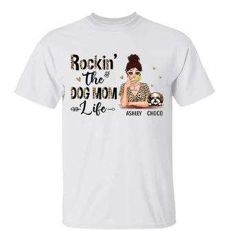 Dog Mom Life Leopard Custom T-Shirt - Gift for Dog Moms - Thegiftio UK