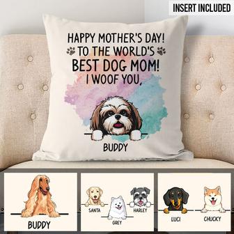 Happy Mother's Day Best Dog Mom Custom Pillow - Thegiftio UK
