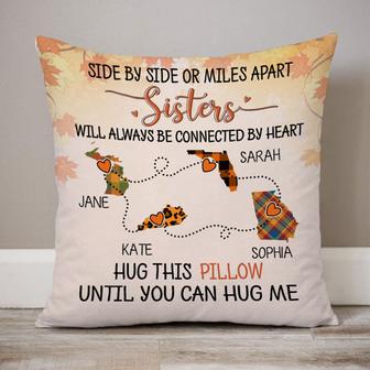 Side By Side Or Miles Apart Custom Pillow - Gift for Friends - Thegiftio UK