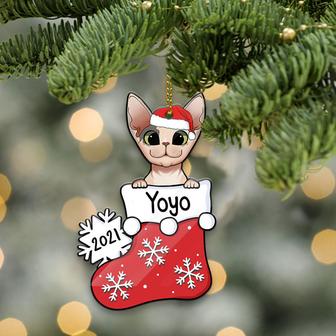 Cat Christmas Stocking Personalized Ornament - Gift for Cats - Thegiftio UK