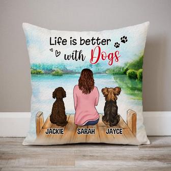 Life Is Better With Dogs Custom Pillow - Gift for Dog Lovers - Thegiftio UK