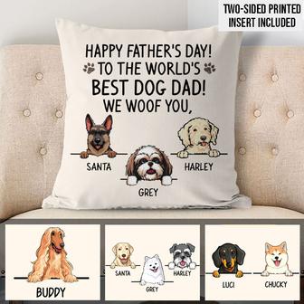 Happy Father's Day Best Dog Dad Personalized Pillow - Thegiftio UK