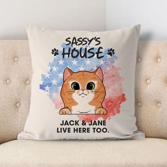 Welcome To The Cats House Custom Pillow - Cat Lovers Gift - Thegiftio UK