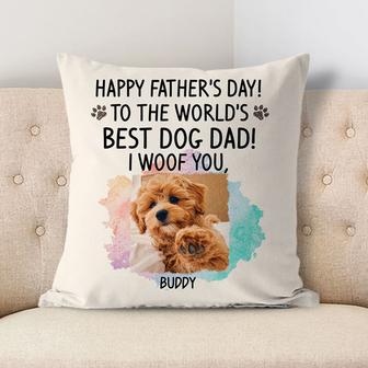 Happy Father's Day I Woof You Custom Pillow - Thegiftio UK